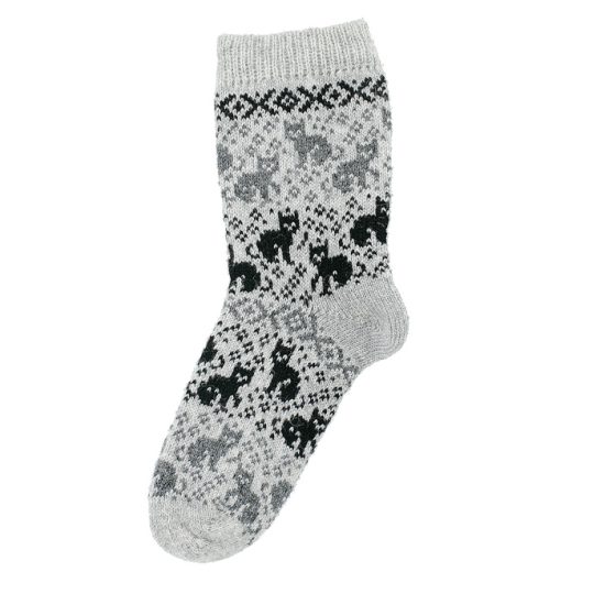 Wool socks for women with a cat design