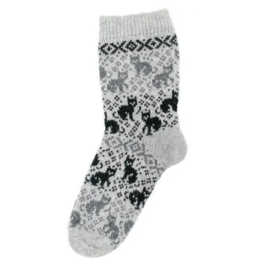 Wool socks for men with a cat design