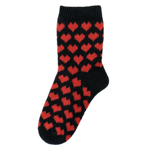 Wool socks for women with heart design