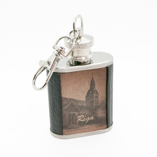 Stainless Steel Flask – Keychain with Leather