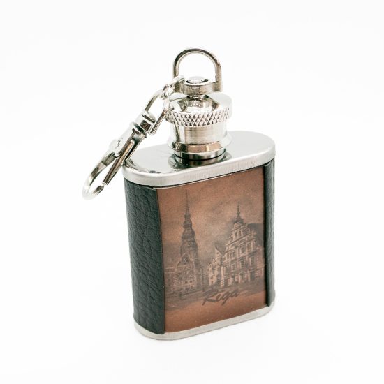Stainless Steel Flask – Keychain with Leather