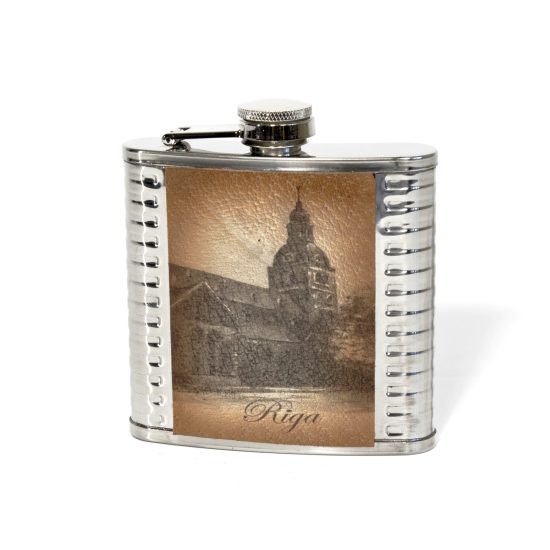 Stainless steel flask with leather covers