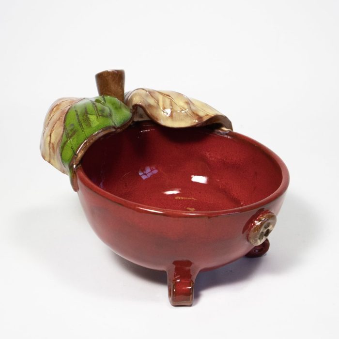 Ceramic bowl, apple shape, red, 15 cm