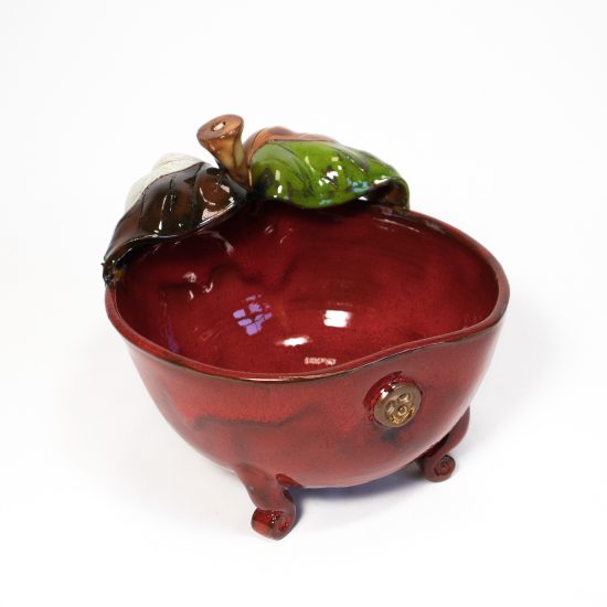 Ceramic Bowl, Apple Shape, Red, 15 cm