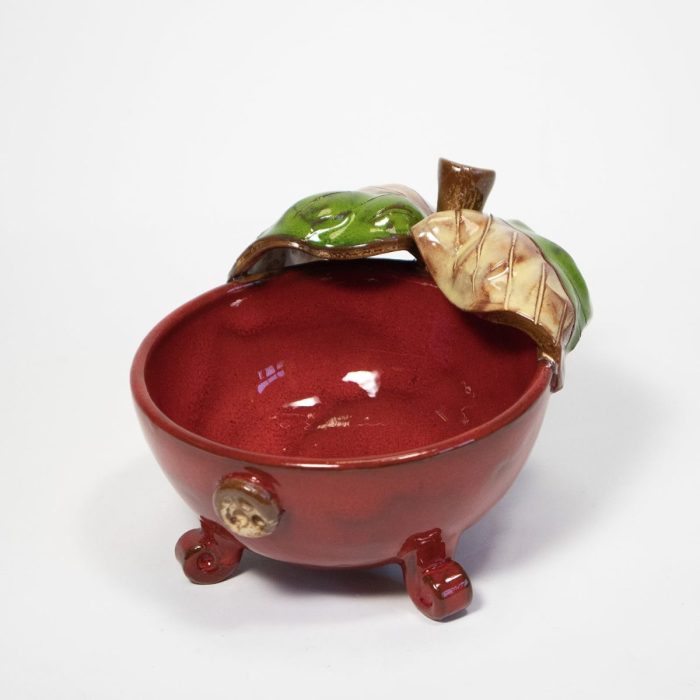 Ceramic bowl, apple shape, red, 15 cm