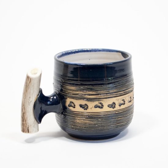 Ceramic Mug with Horn Handle, Dark Blue, 0.5L