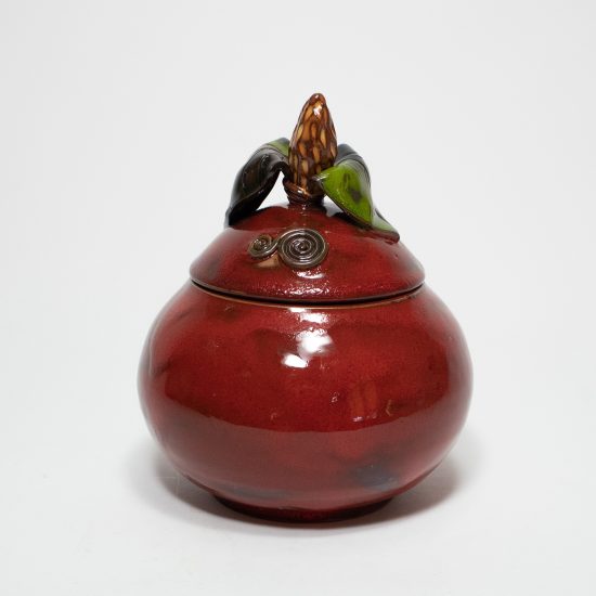 Ceramic Sugar Bowl with Lid, Apple Shape, Red, ⌀ 12 cm
