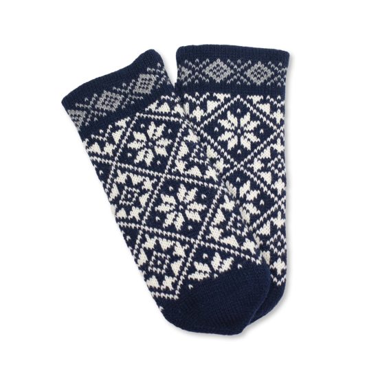 Knitted Wool Mittens with Morning Star (Auseklis), Dark Blue