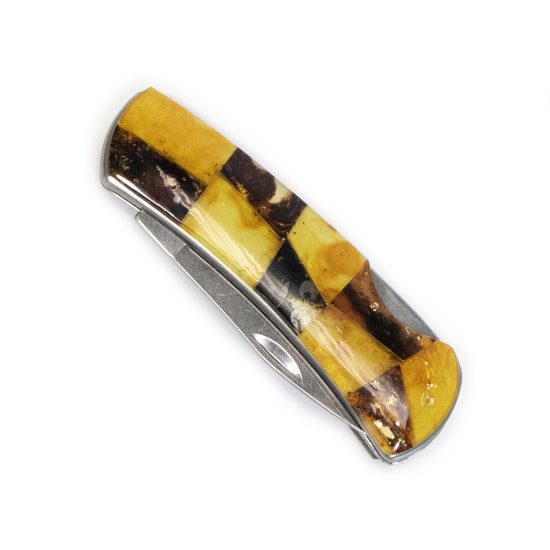 Amber Folding Pocket Knife, Keychain, 9 cm