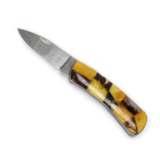 Amber Folding Pocket Knife, Keychain, 9 cm