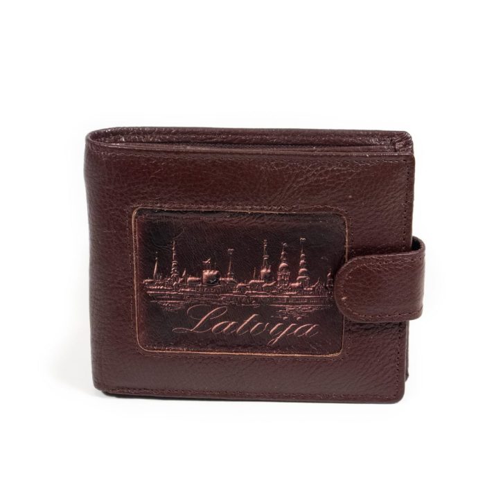 Men's wallet from genuine leather, latvia, burgundy, 10 x 12 cm
