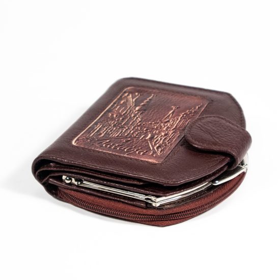 Women's Wallet from Genuine Leather, Latvia, Burgundy, 11 x 11 cm
