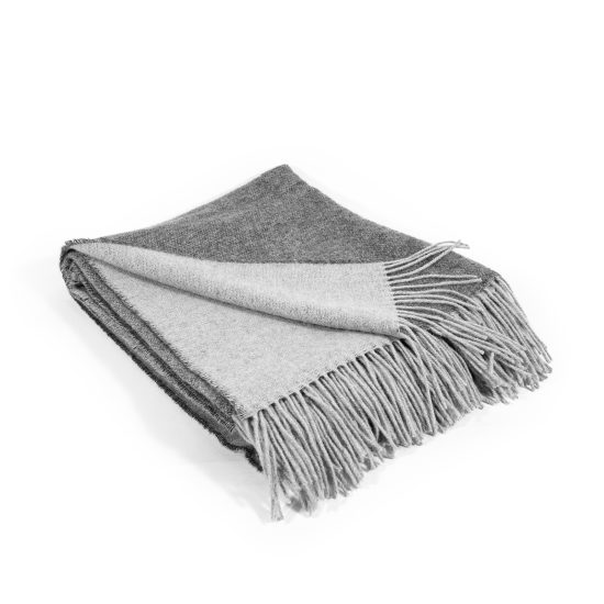 Woolen Throw Blanket, Grey, 130x190 cm