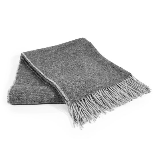 Woolen Throw Blanket, Grey, 130x190 cm