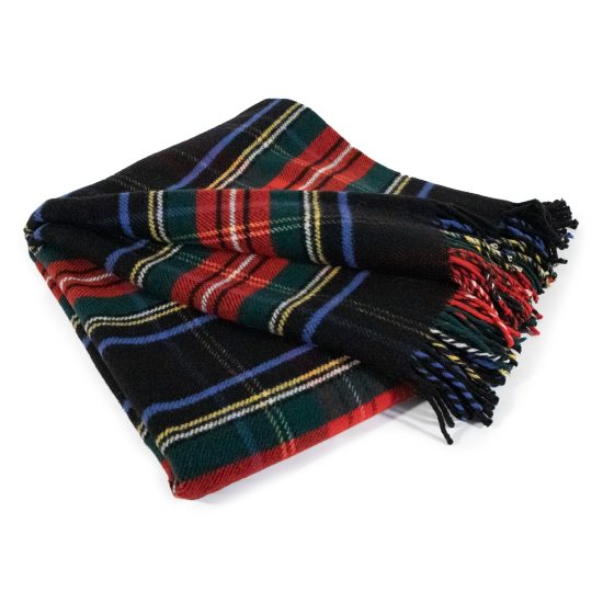 Woolen Throw Blanket with Pattern, Black, 140x200cm