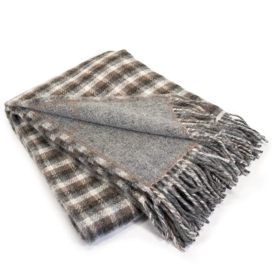 Woolen Throw Blanket with Pattern, Grey, 130x200 cm