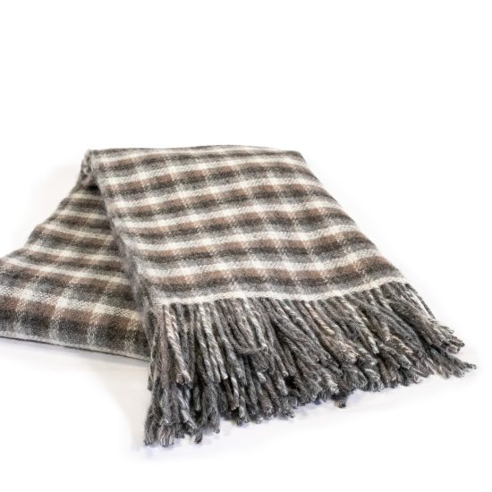 Woolen Throw Blanket with Pattern, Grey, 130x200 cm