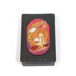 Rectangular Leather Box with Angel on the Moon, 12x8 cm