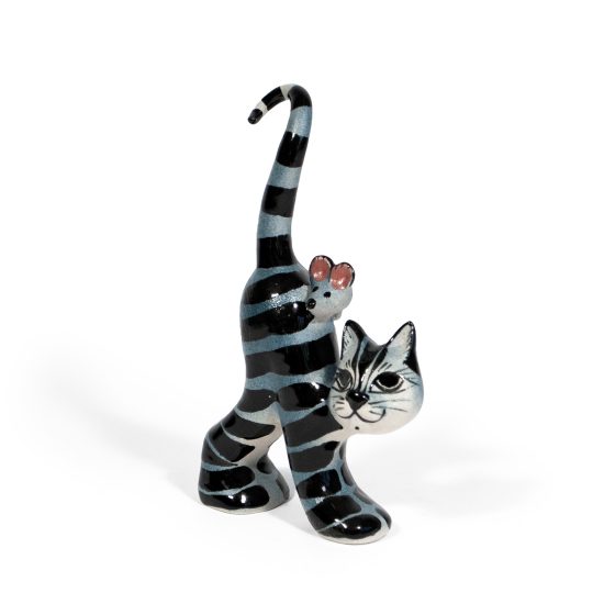 Ceramic Cat and Mouse Figure, 16 cm