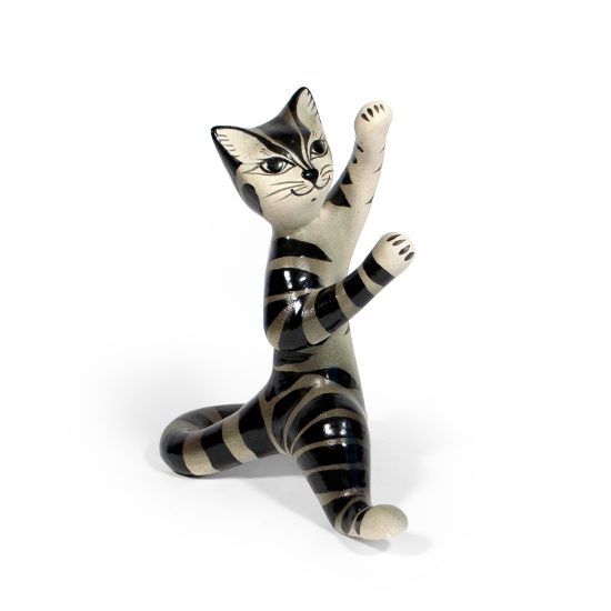 Ceramic Cat Figure, Karate Stance , 21 cm
