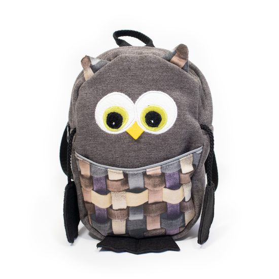 Kids Backpack – Owl, Small size, Grey