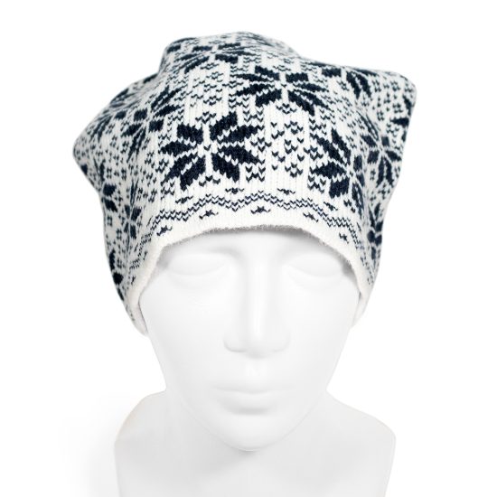 Knitted Hat with Morning Star, White
