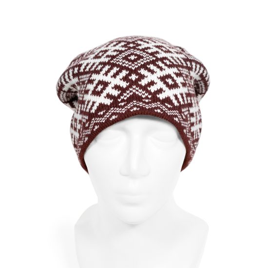 Knitted Hat with Oak Sign, Burgundy