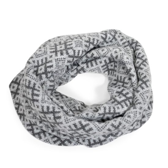 Knitted Infinity Scarf with Oak Signs, Grey
