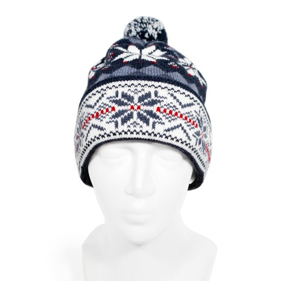 Knitted Winter Hat with Morning Star, Blue