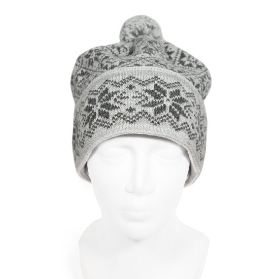 Knitted Winter Hat with Morning Star, Grey