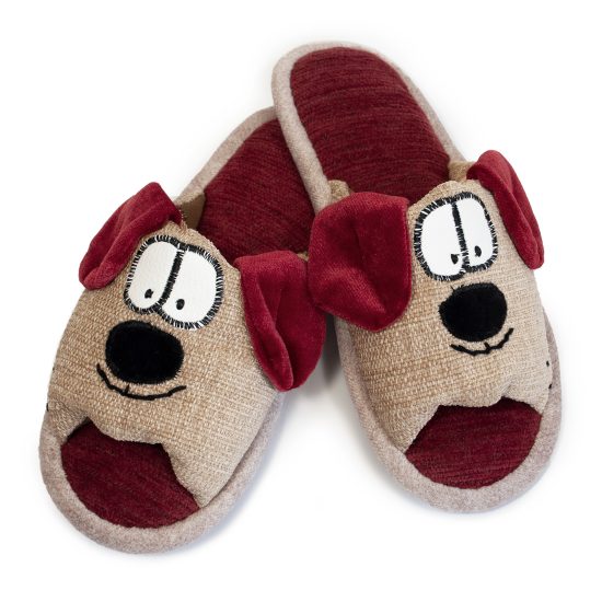 Soft Slippers – Dog, size 34-36, Beige