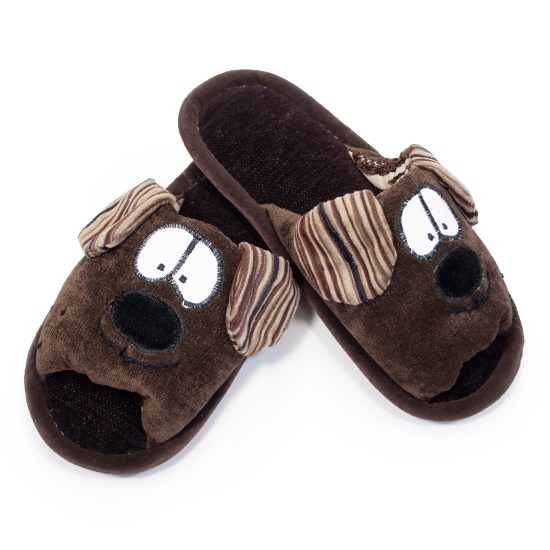 Soft Slippers – Dog, size 37-38, Cocoa brown