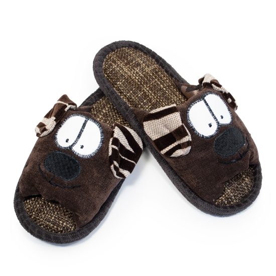 Soft Slippers – Dog, size 37-38, Deep brown