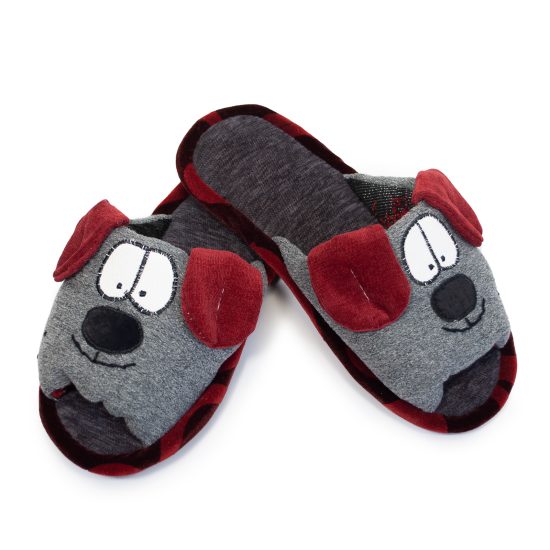Soft Slippers – Dog, size 39-40, Grey