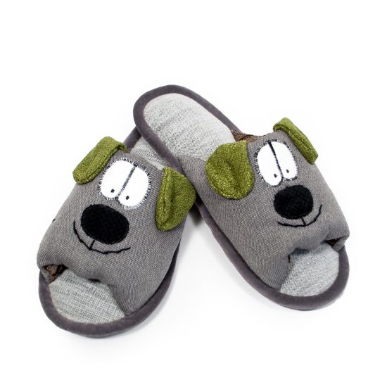 Soft Slippers – Dog, size 43-44, Grey