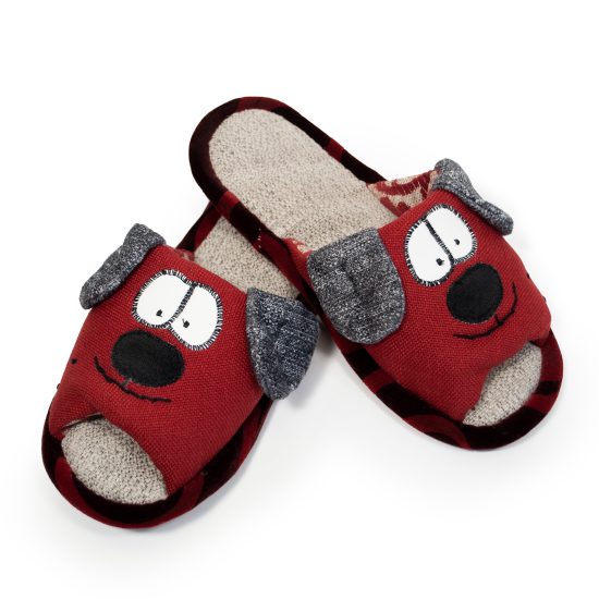 Soft Slippers – Dog, size 39-40, Wine red