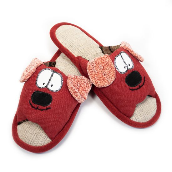Soft Slippers – Dog, size 41-42, Wine red