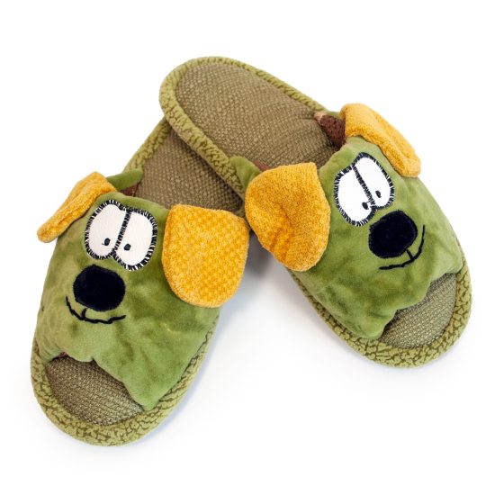 Soft Slippers – Dog, size 34-36, Yellow Green