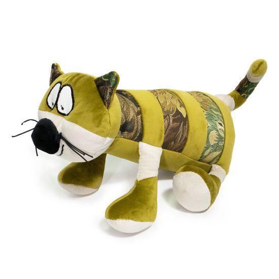 Soft Toy - Striped Cat, Medium size, Olive color