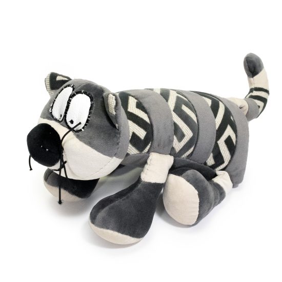 Soft Toy - Striped Cat, Small size, Grey
