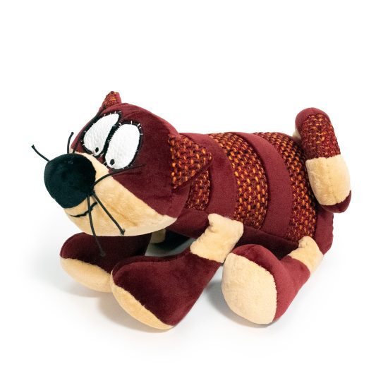 Soft Toy - Striped Cat, Small size, Dark Red