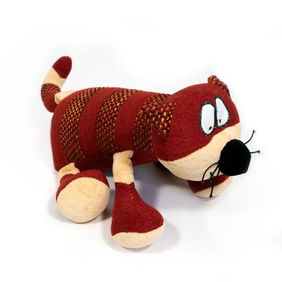 Soft Toy - Striped Cat, Small size, Red