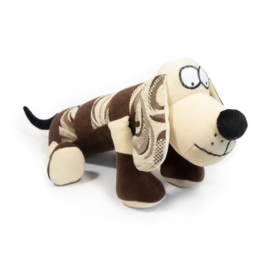 Soft Toy - Striped Dog, Medium size, Coffee Brown