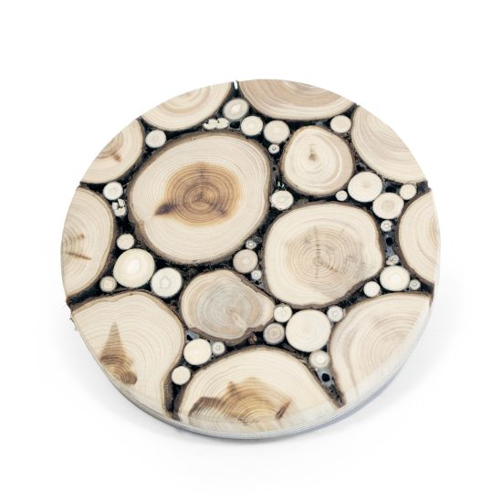 Wooden Coaster with Juniper Tree, ⌀ 10 cm