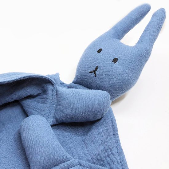 Rabbit Security Blanket for Babies, 39x29 cm, Steel blue