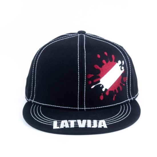 Baseball Cap LATVIJA with Stylized Flag, Black