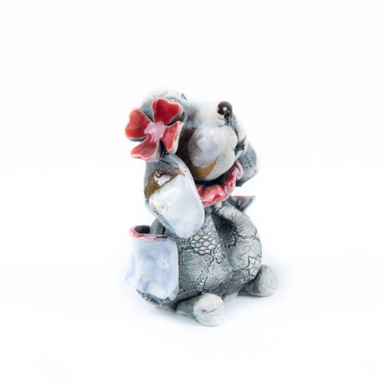Ceramic Figure - Dog with Collar and Pockets, 9.5 cm