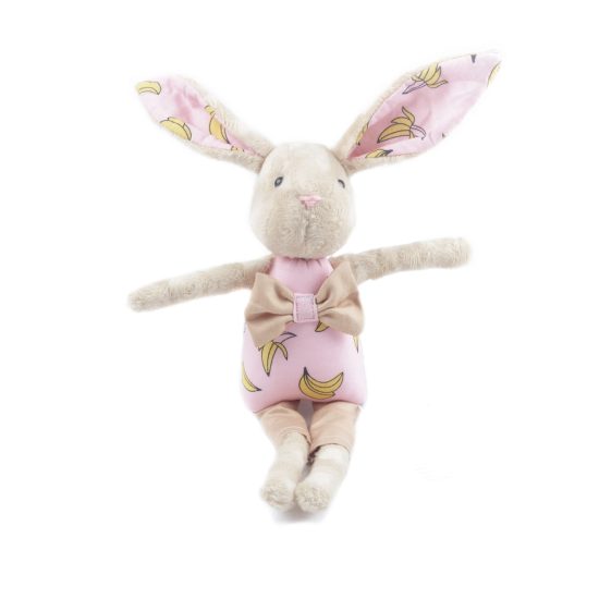 Kids Toy - Beige Bunny in Costume with Bananas, 29 cm