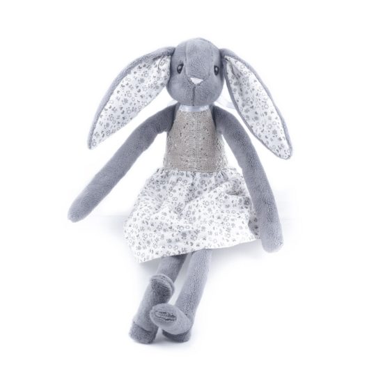 Kids Toy - Grey Bunny Girl in Flower Dress, 42 cm