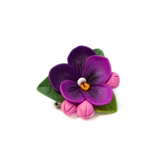 Flower Brooch – Pansy, Purple